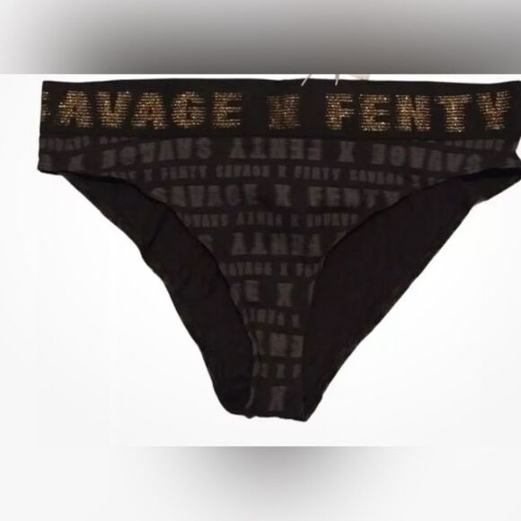 Savage X Fenty by Rihanna Forever Savage High Leg Bikini Panty Size XL Black NWT - Picture 1 of 7